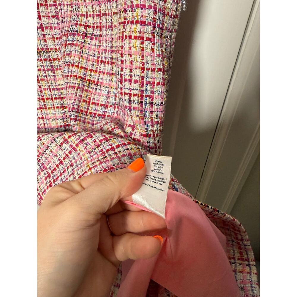 RSVP by Talbots pink tweed Elle woods sleeveless shift dress preppy size 14 P - Picture 7 of 8